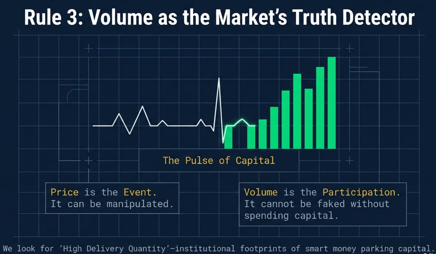 High Volume screener — volume surge above 20-day average with price up more than 1% in a non-F&O cash market stock