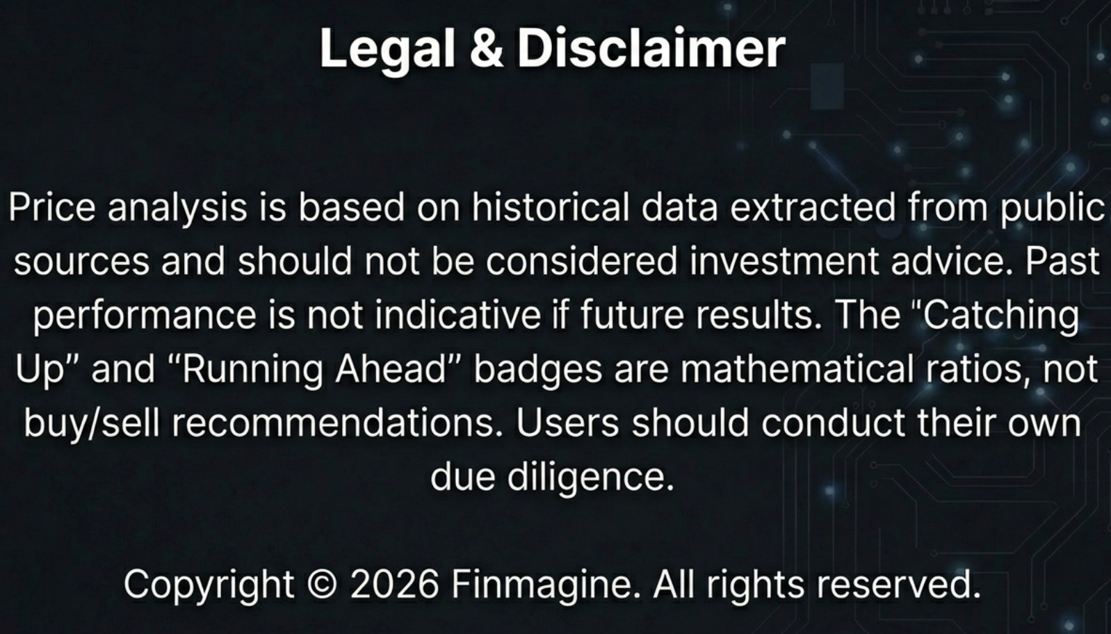 Legal and Disclaimer: Price analysis is based on historical data and should not be considered investment advice