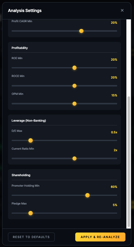 Individual Threshold Sliders for fine-tuning