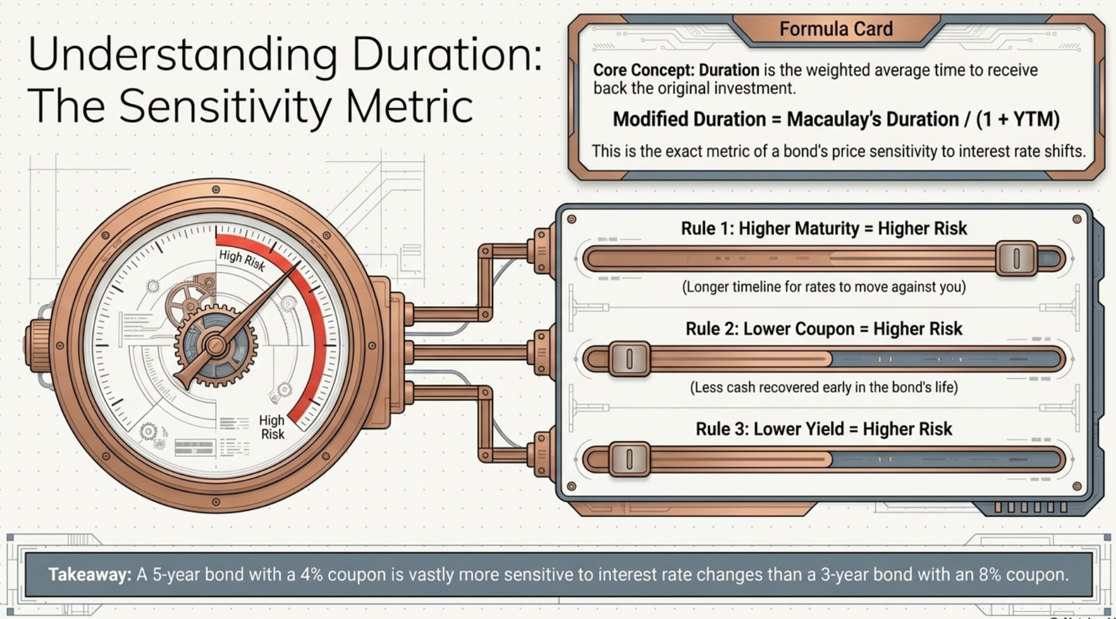Understanding Duration: The Sensitivity Metric — Modified Duration formula and three rules of bond risk